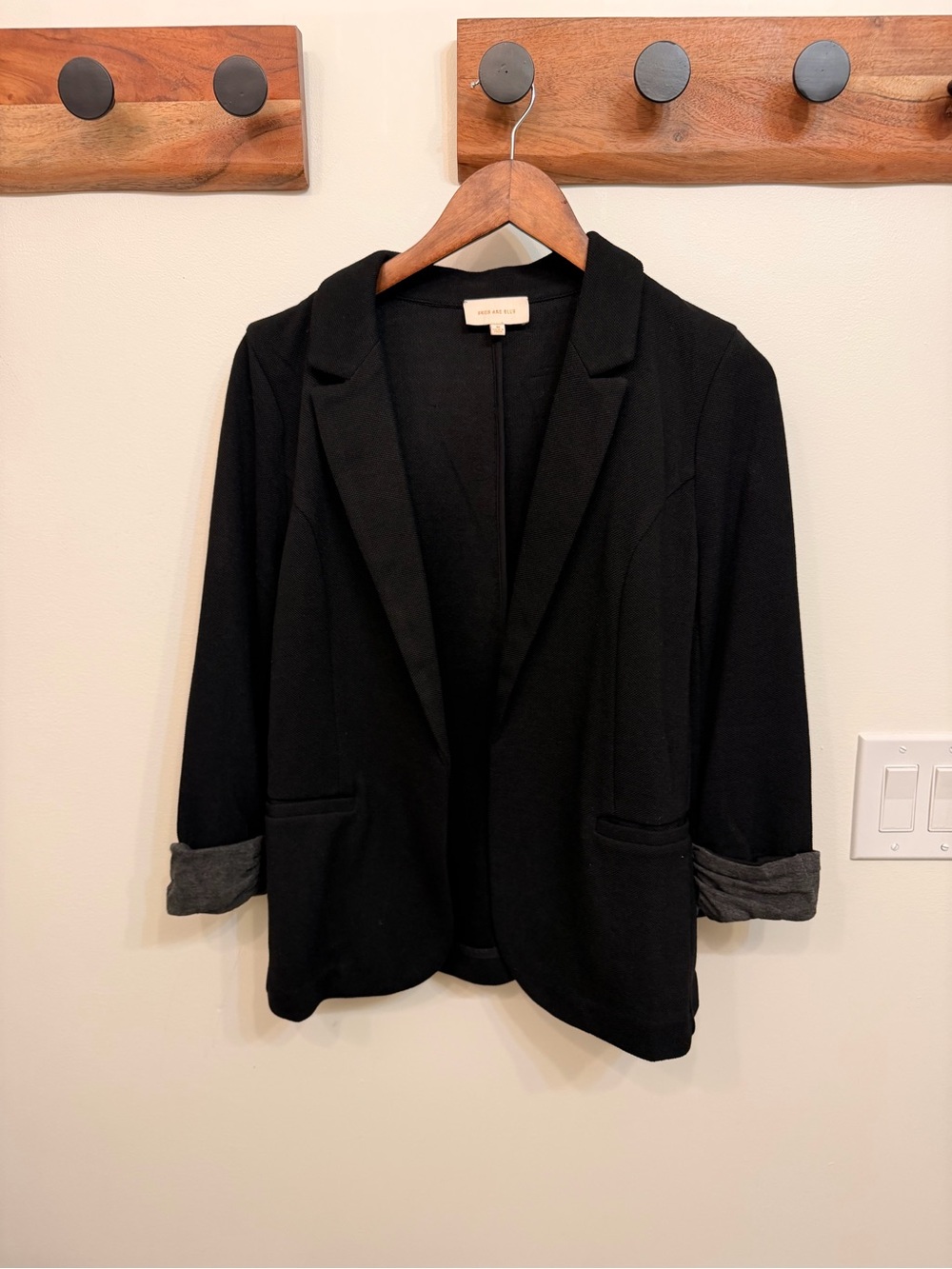 Skies Are Blue Black Open-Front Blazer Jacket